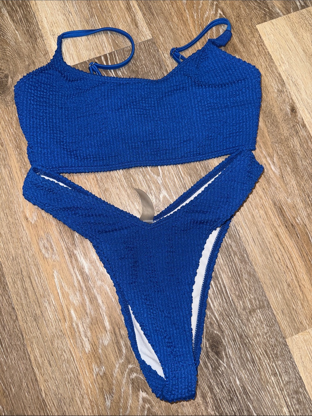 SHEIN Royal Blue Textured Two-Piece Bikini Set